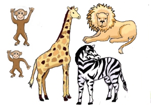 Giraffe lion cutouts